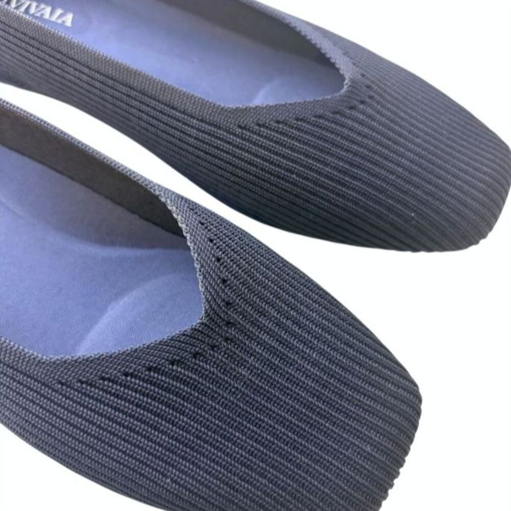 Classic Navy Ribbed Knit Women's Ballet Flats - Picture 12 of 12